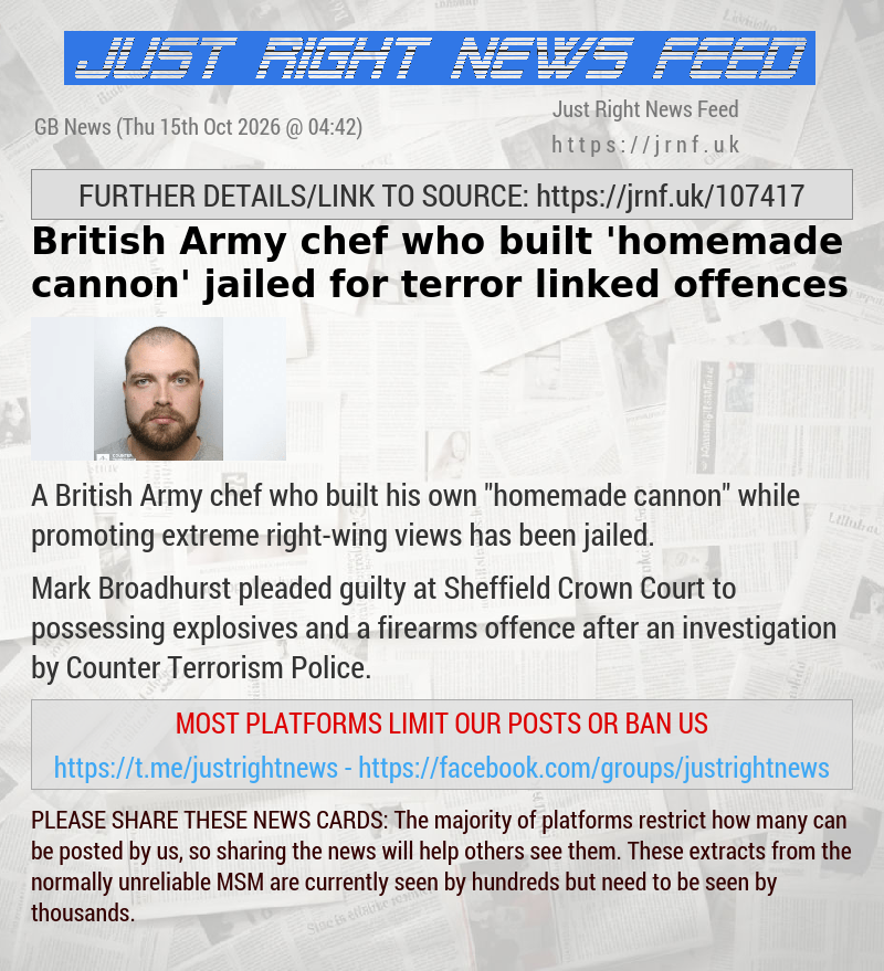 British Army chef who built ’homemade cannon’ jailed for terror—linked offences