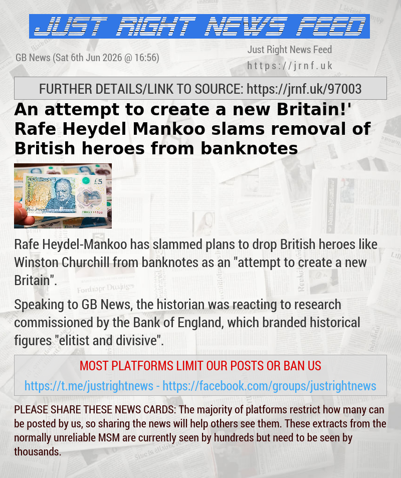 ‘An attempt to create a new Britain!’ Rafe Heydel—Mankoo slams removal of British heroes from banknotes