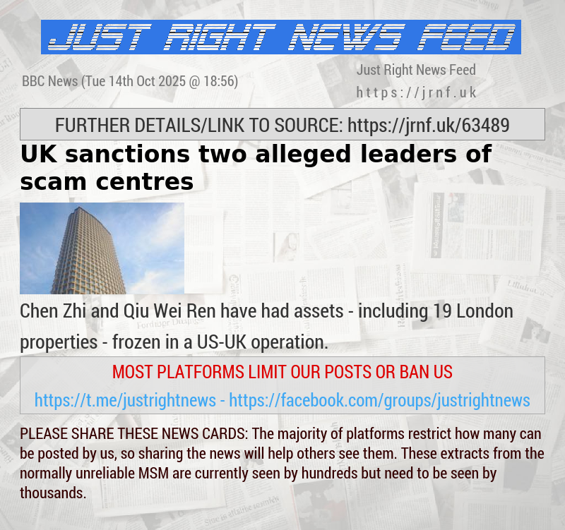 UK sanctions two alleged leaders of scam centres
