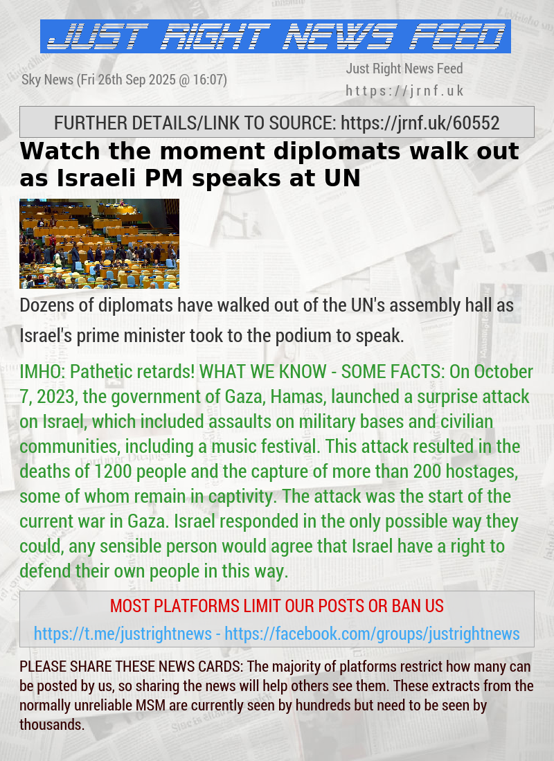 Watch the moment diplomats walk out as Israeli PM speaks at UN