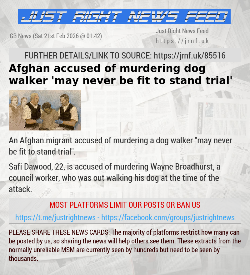 Afghan accused of murdering dog walker ’may never be fit to stand trial’