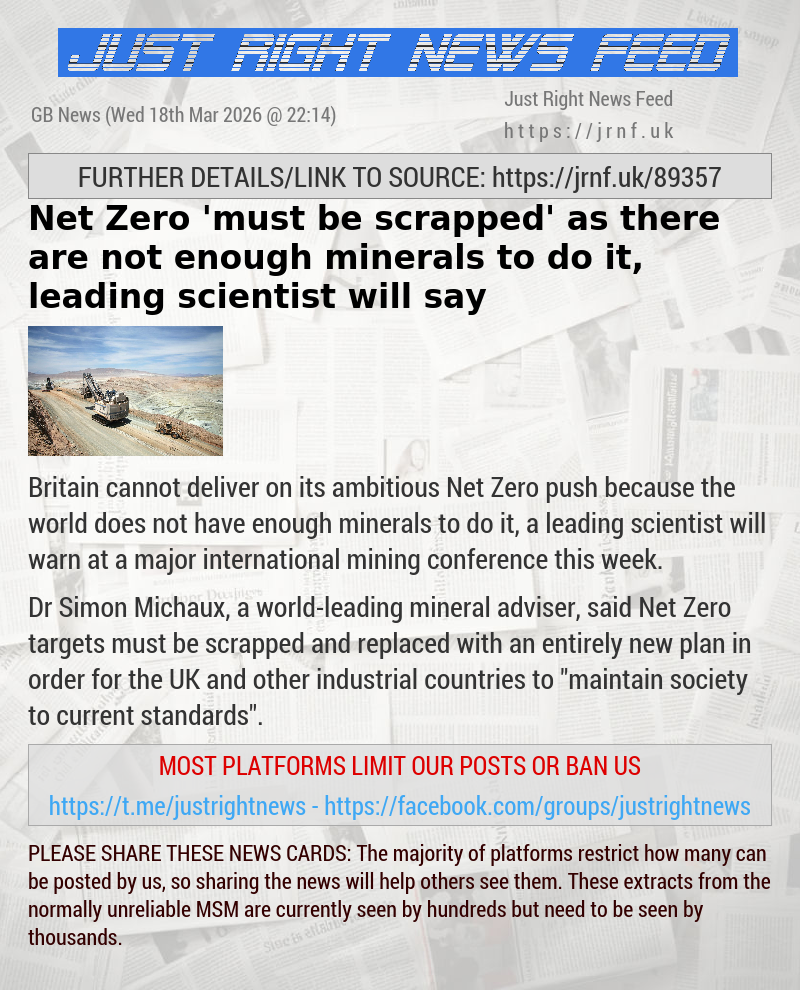 Net Zero ’must be scrapped’ as there are not enough minerals to do it, leading scientist will say