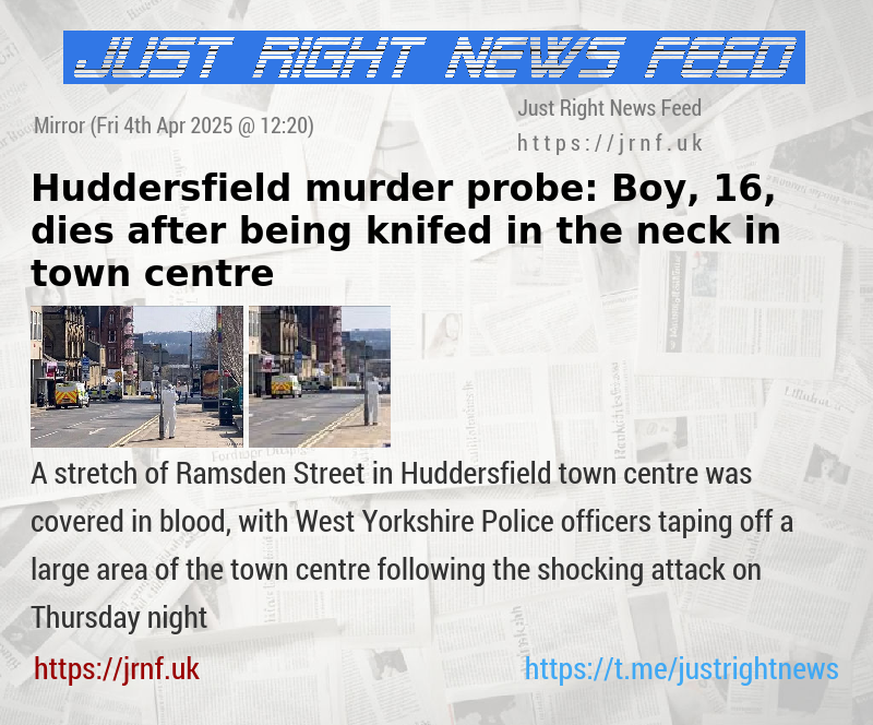 Huddersfield murder probe: Boy, 16, dies after being knifed in the neck in town centre