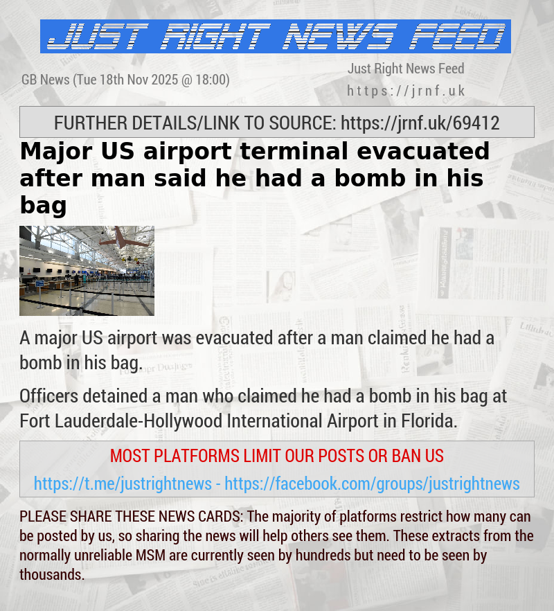 Major US airport terminal evacuated after man said he had a bomb in his bag