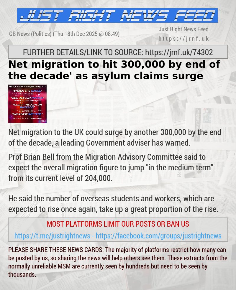 Net migration ‘to hit 300,000 by end of the decade’ as asylum claims surge