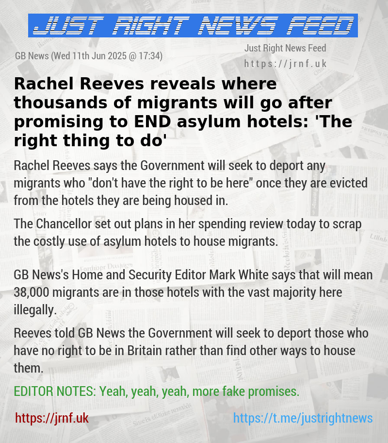 Rachel Reeves reveals where thousands of migrants will go after promising to END asylum hotels: ‘The right thing to do’