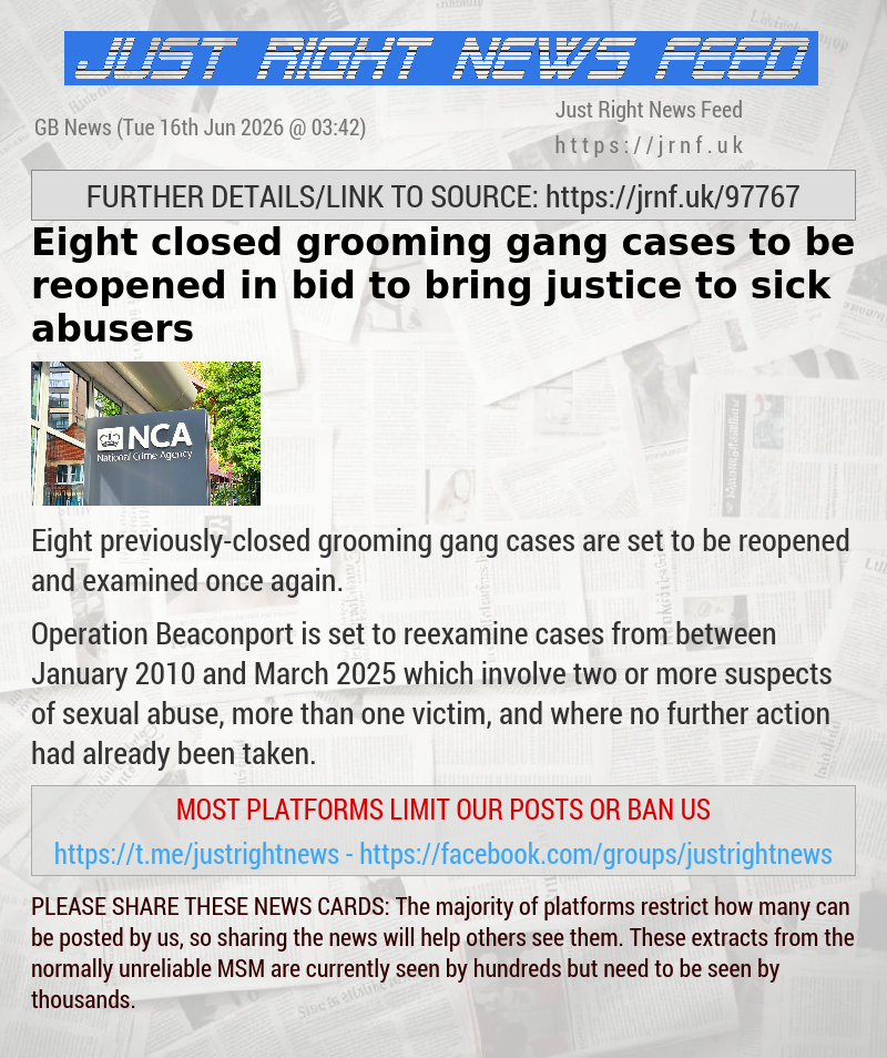 Eight closed grooming gang cases to be reopened in bid to bring justice to sick abusers