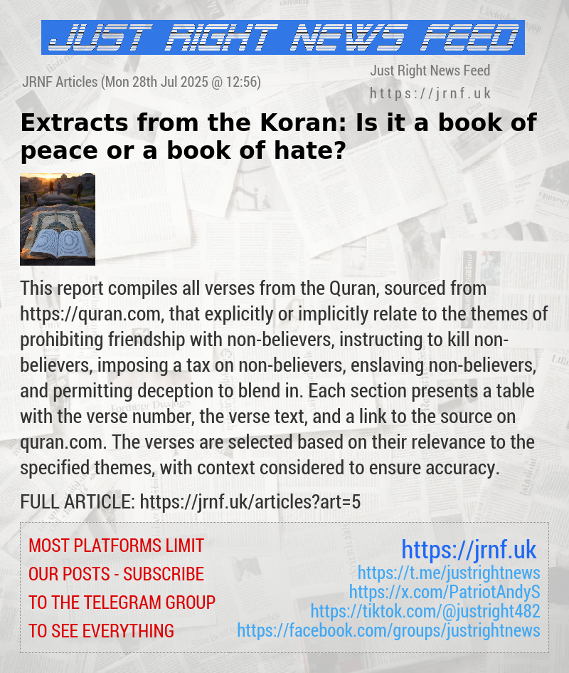 Extracts from the Koran: Is it a book of peace or a book of hate?