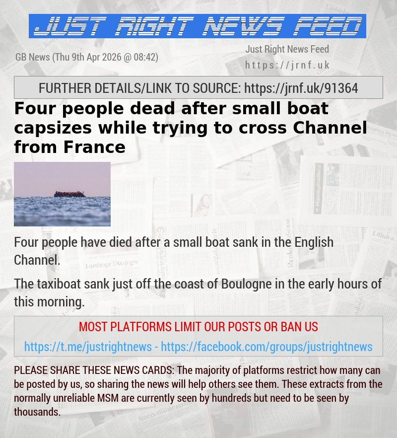 Four people dead after small boat capsizes while trying to cross Channel from France