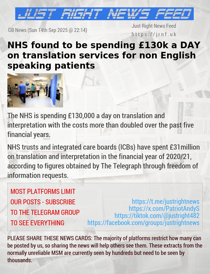 NHS found to be spending £130k a DAY on translation services for non—English speaking patients
