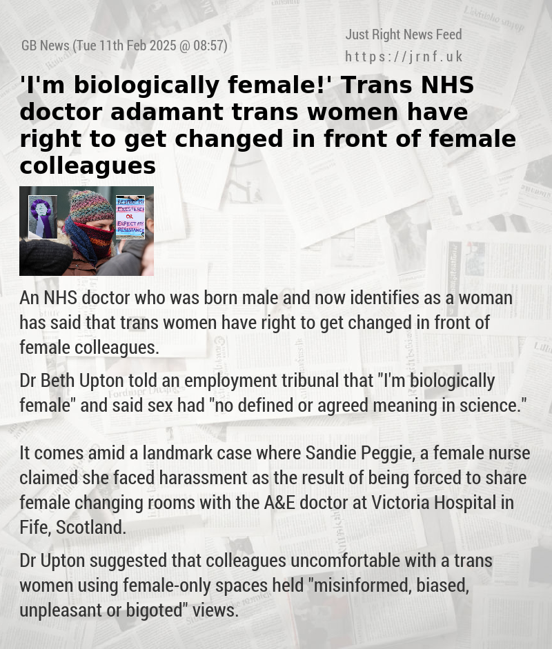 ’I’m biologically female!’ Trans NHS doctor adamant trans women have right to get changed in front of female colleagues