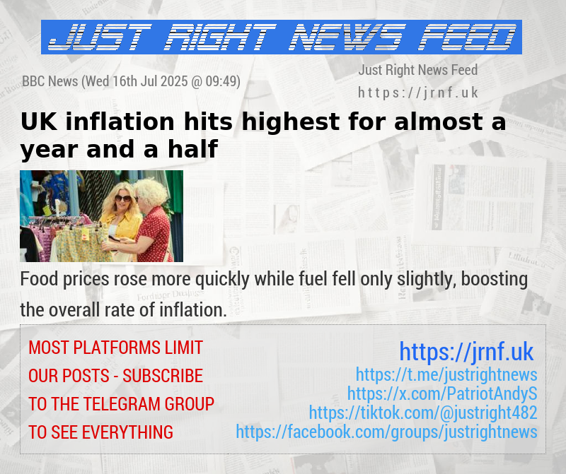 UK inflation hits highest for almost a year and a half