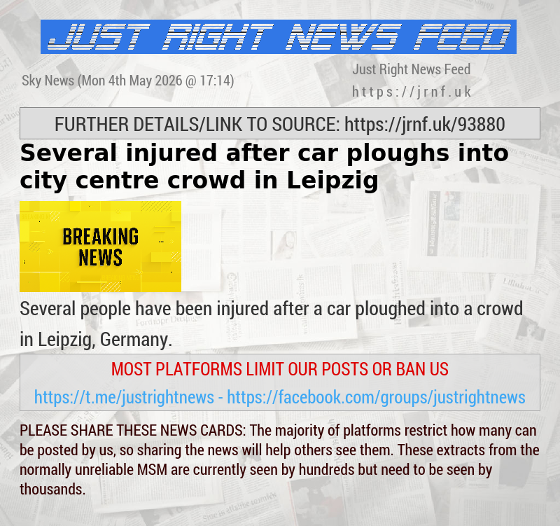 Several injured after car ploughs into city centre crowd in Leipzig