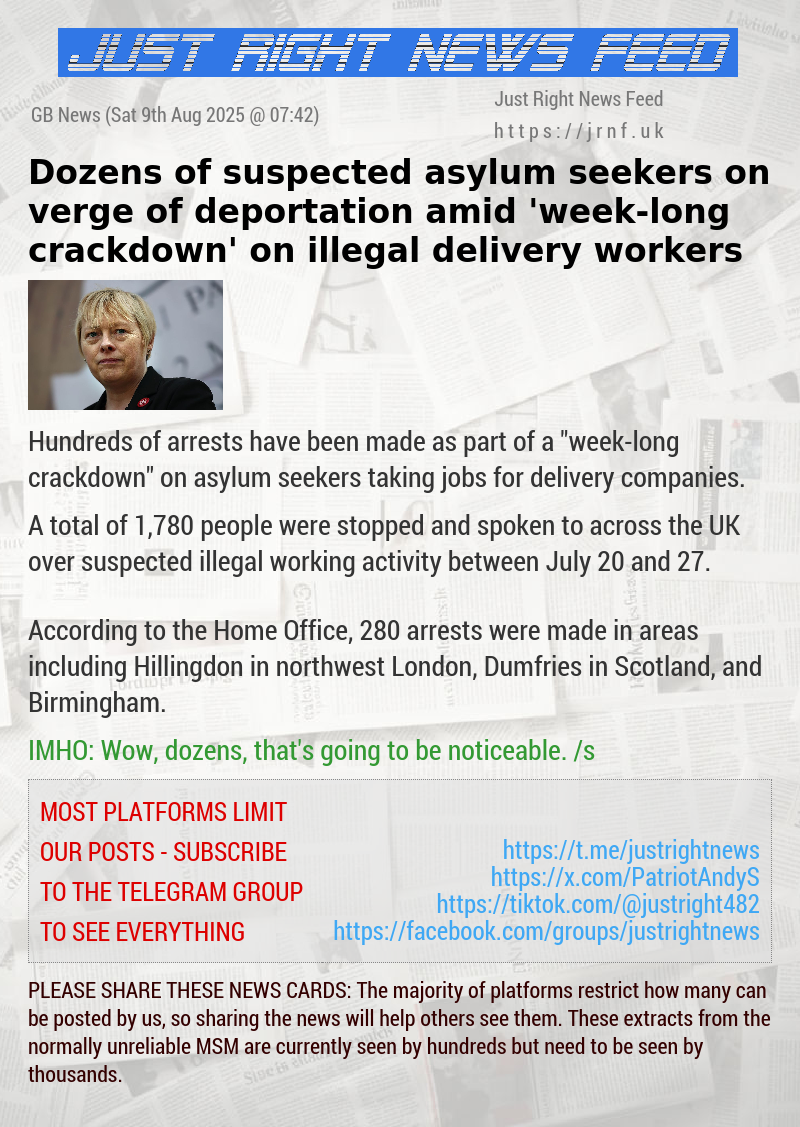 Dozens of suspected asylum seekers on verge of deportation amid ‘week—long crackdown’ on illegal delivery workers