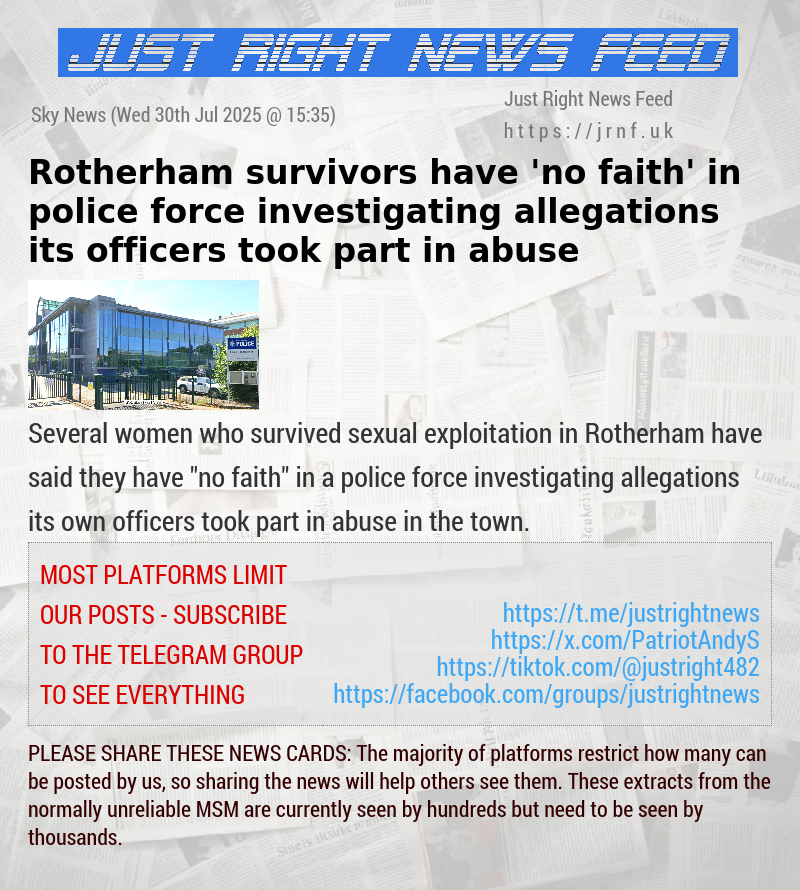 Rotherham survivors have ’no faith’ in police force investigating allegations its officers took part in abuse