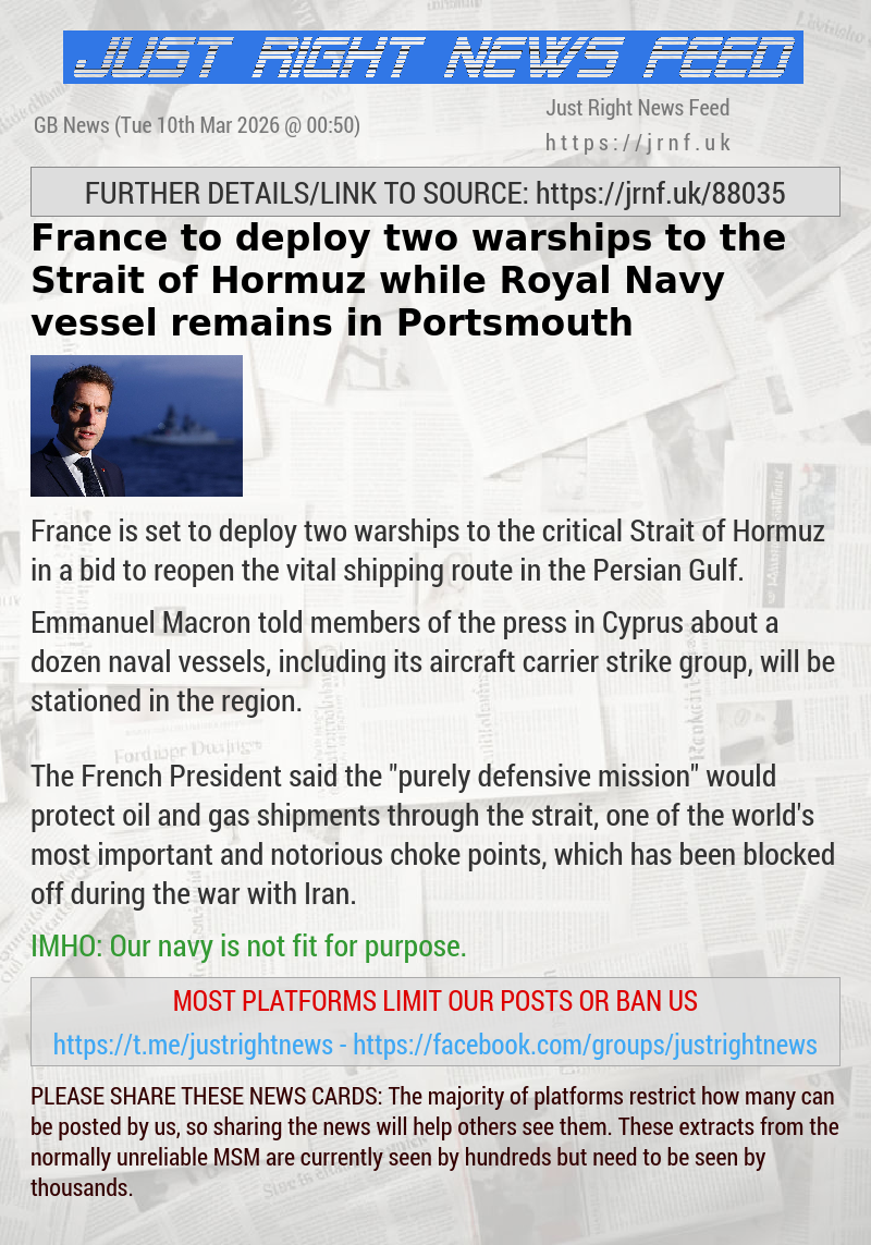 France to deploy two warships to the Strait of Hormuz while Royal Navy vessel remains in Portsmouth