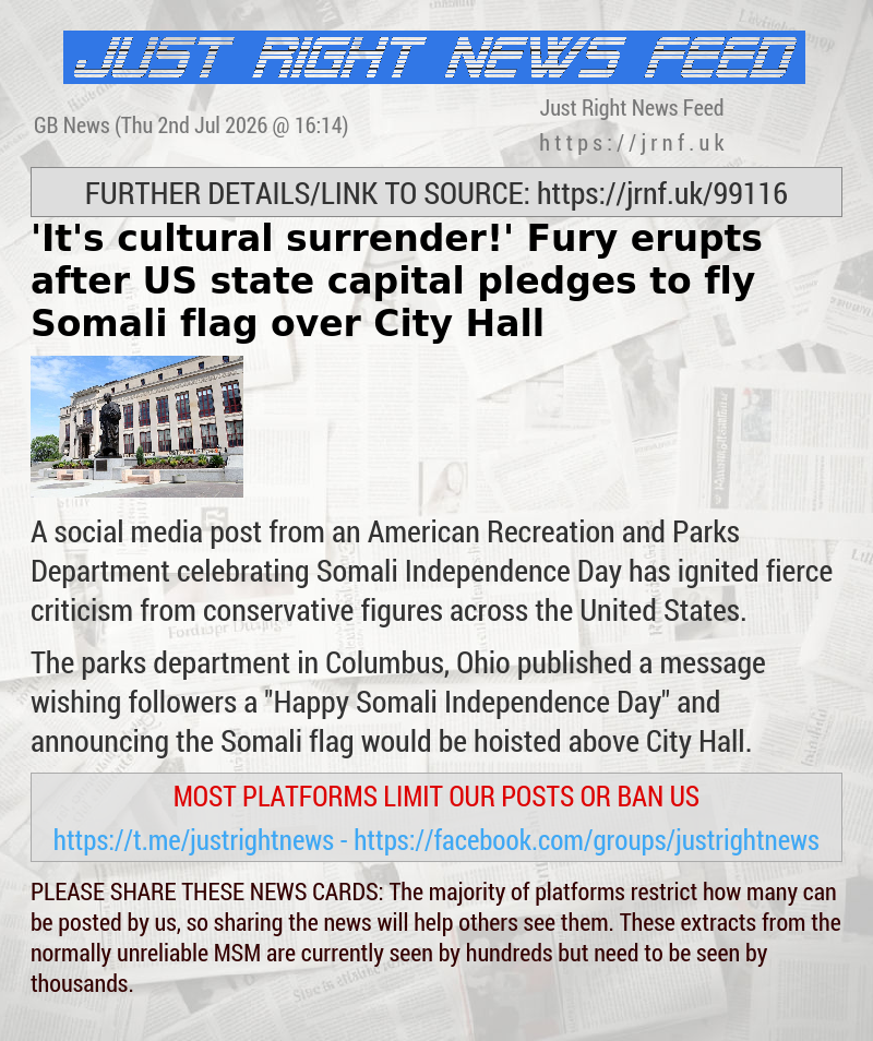 ’It’s cultural surrender!’ Fury erupts after US state capital pledges to fly Somali flag over City Hall