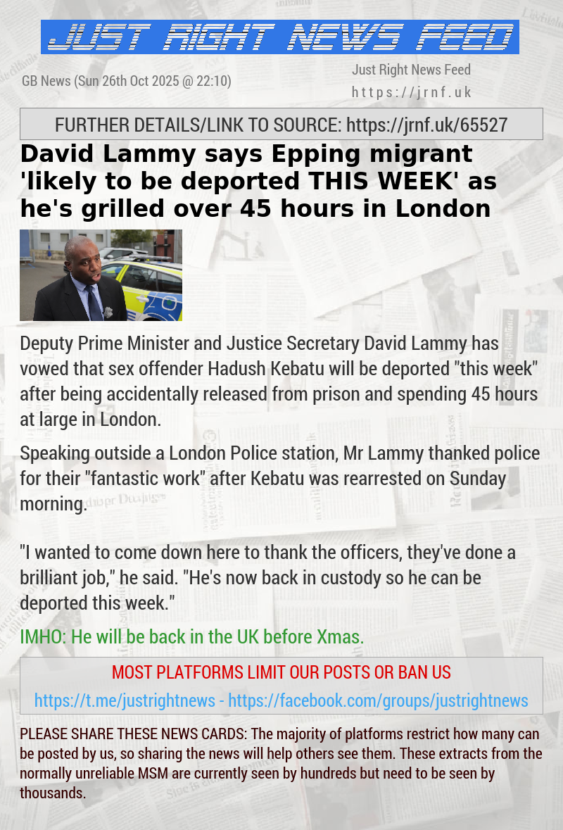 David Lammy says Epping migrant ‘likely to be deported THIS WEEK’ as he’s grilled over 45 hours in London