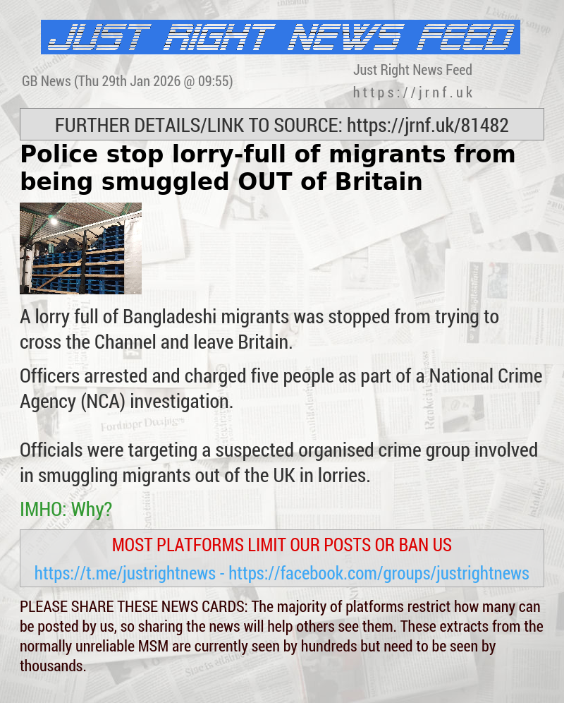 Police stop lorry—full of migrants from being smuggled OUT of Britain