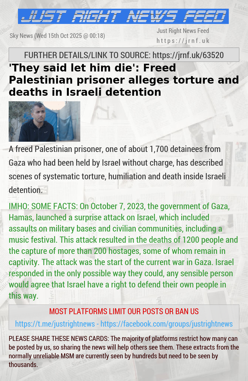 ’They said let him die’: Freed Palestinian prisoner alleges torture and deaths in Israeli detention