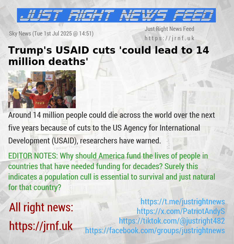 Trump’s USAID cuts ’could lead to 14 million deaths’