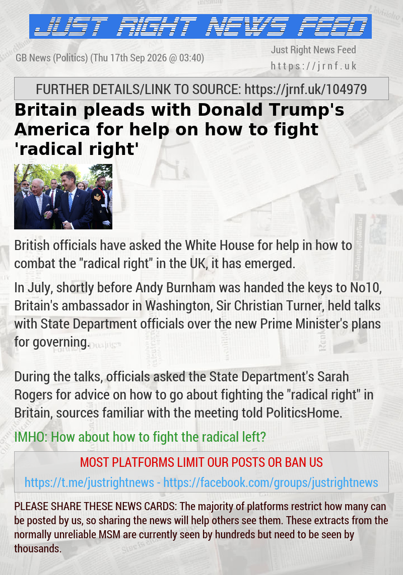 Britain pleads with Donald Trump’s America for help on how to fight ’radical right’