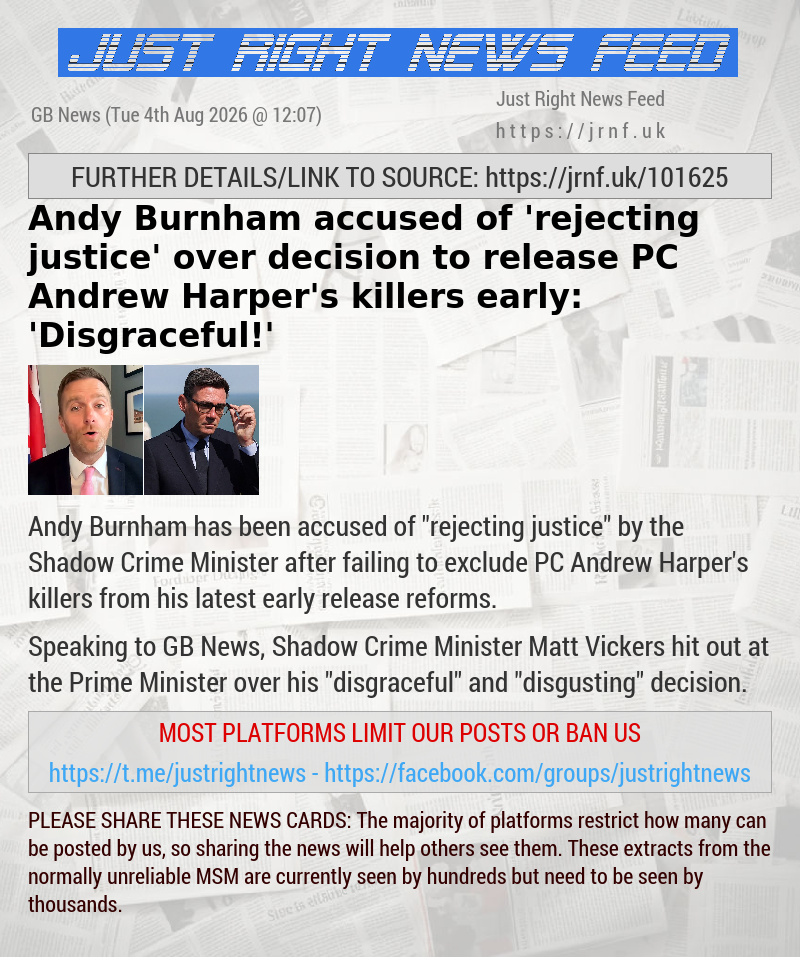 Andy Burnham accused of ’rejecting justice’ over decision to release PC Andrew Harper’s killers early: ’Disgraceful!’