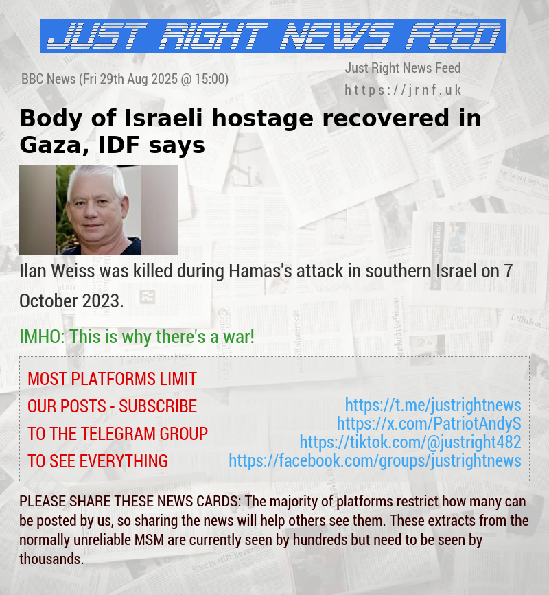 Body of Israeli hostage recovered in Gaza, IDF says