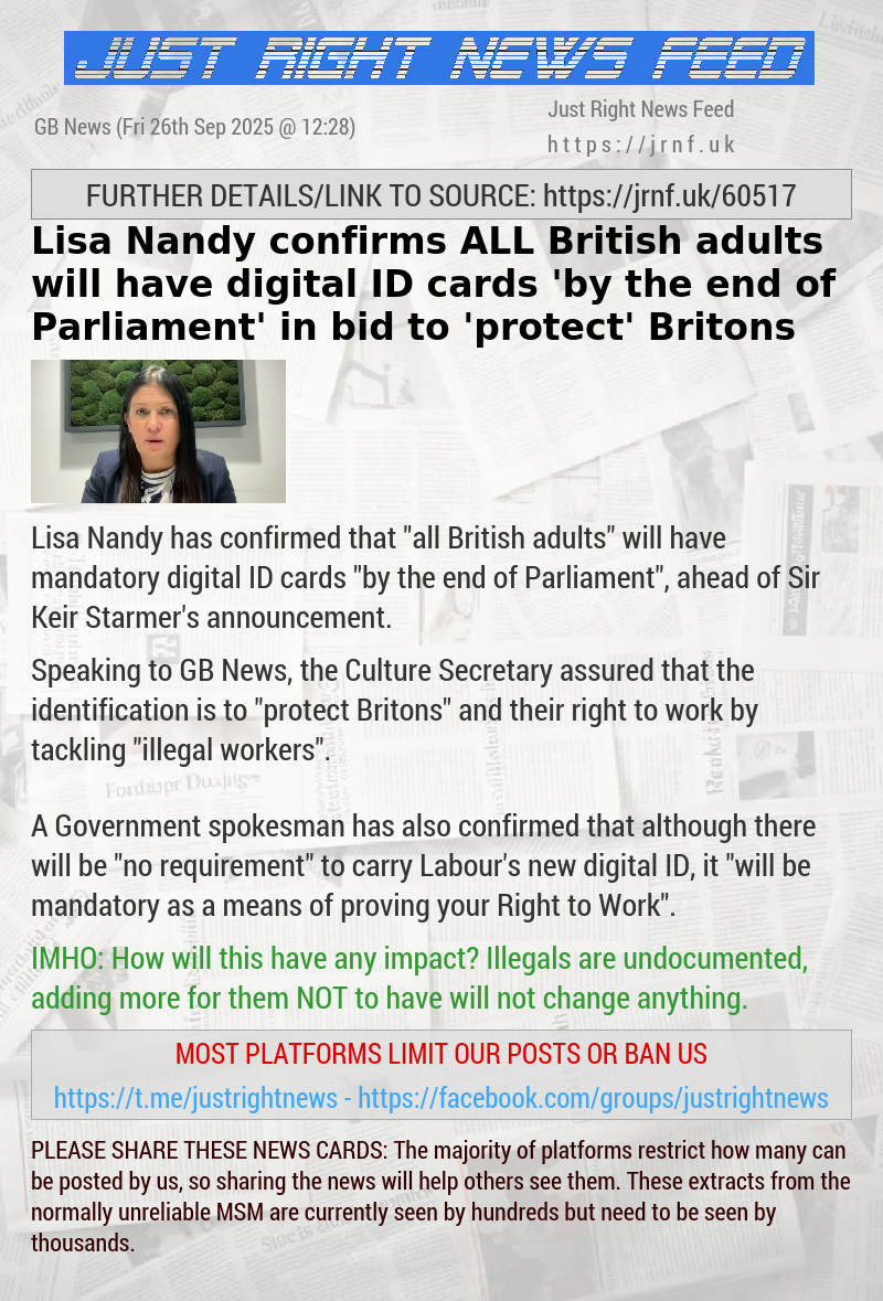 Lisa Nandy confirms ALL British adults will have digital ID cards ’by the end of Parliament’ in bid to ’protect’ Britons