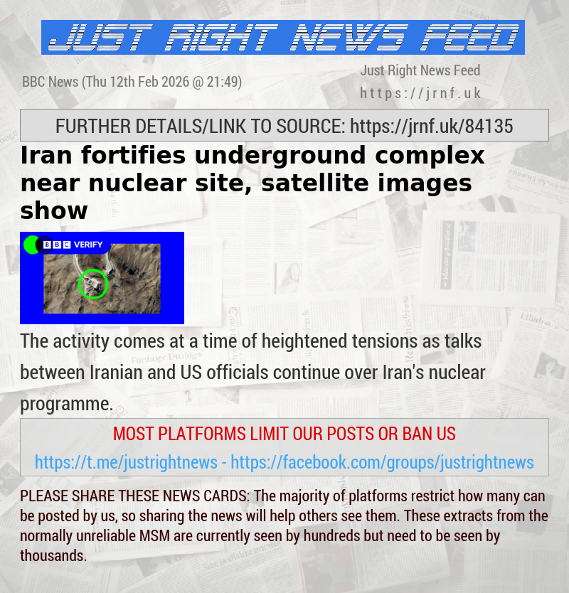 Iran fortifies underground complex near nuclear site, satellite images show