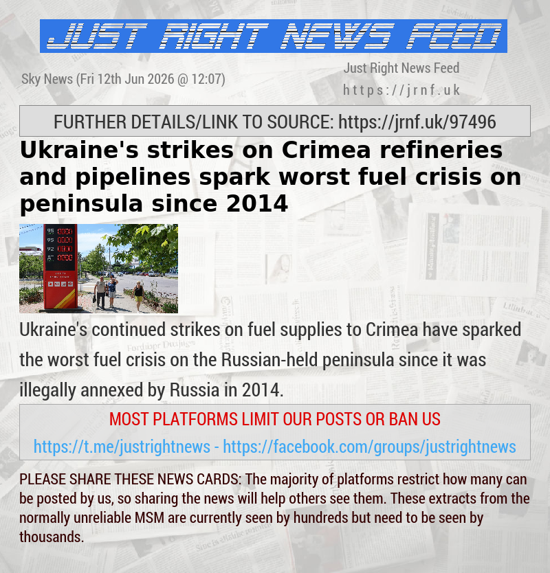 Ukraine’s strikes on Crimea refineries and pipelines spark worst fuel crisis on peninsula since 2014