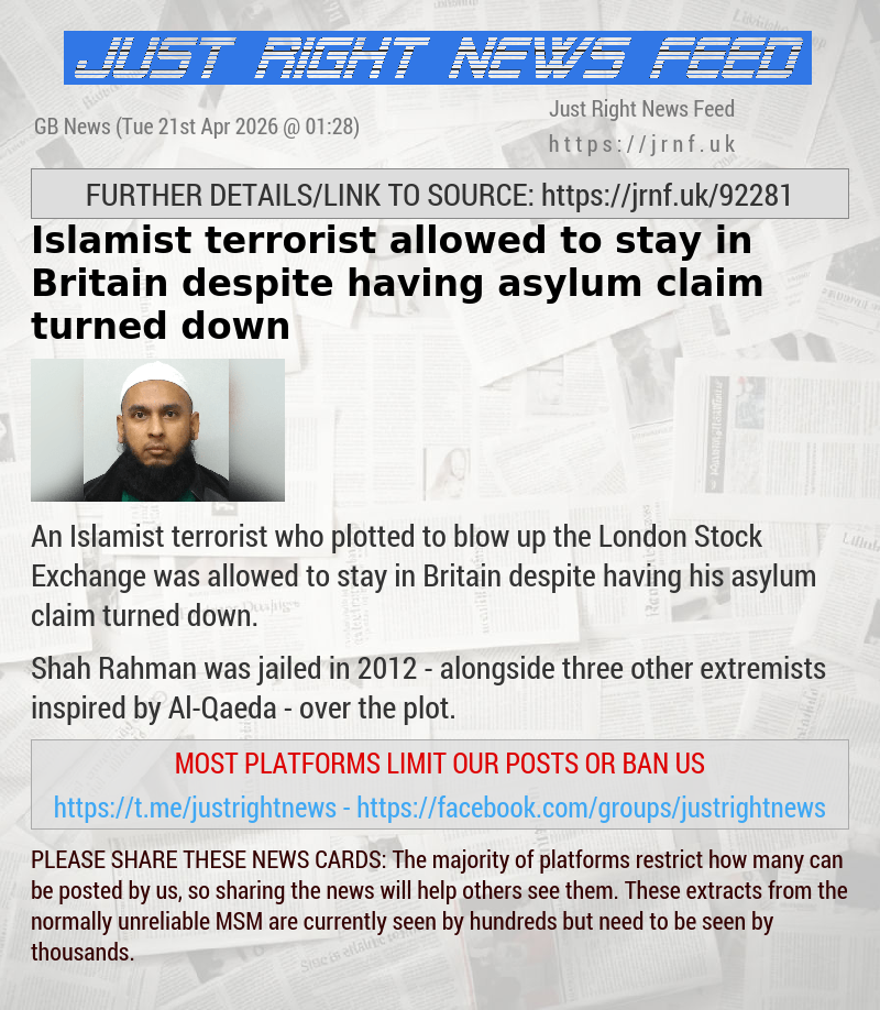Islamist terrorist allowed to stay in Britain — despite having asylum claim turned down