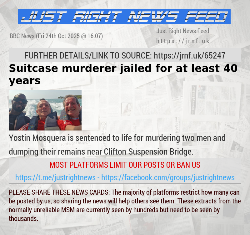 Suitcase murderer jailed for at least 40 years