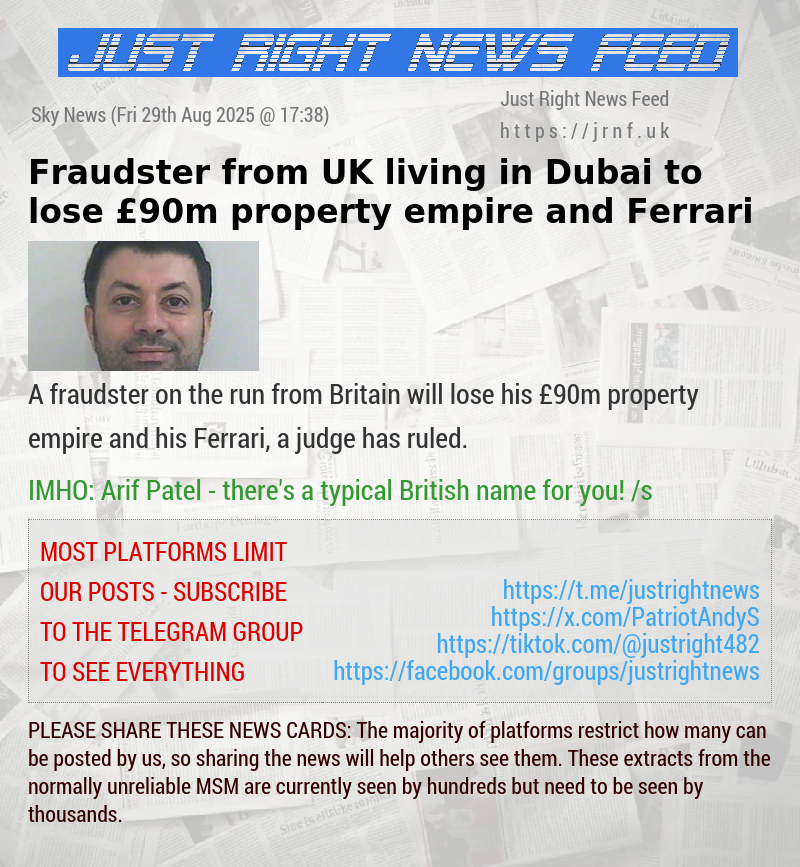 Fraudster from UK living in Dubai to lose £90m property empire and Ferrari