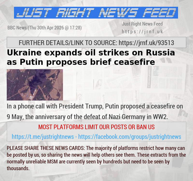 Ukraine expands oil strikes on Russia as Putin proposes brief ceasefire