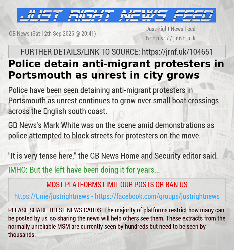 Police detain anti—migrant protesters in Portsmouth as unrest in city grows