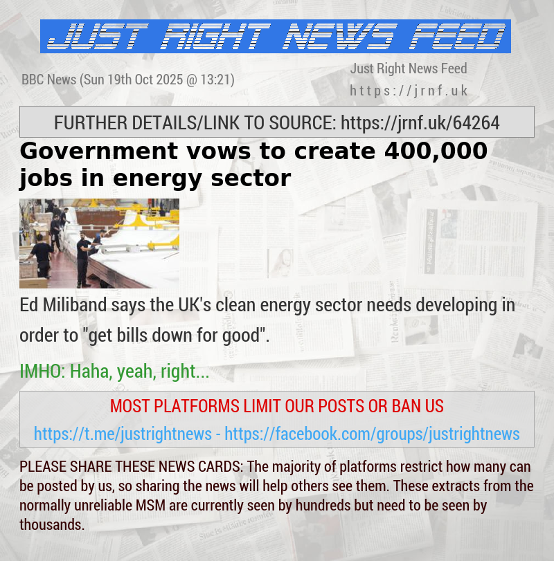 Government vows to create 400,000 jobs in energy sector