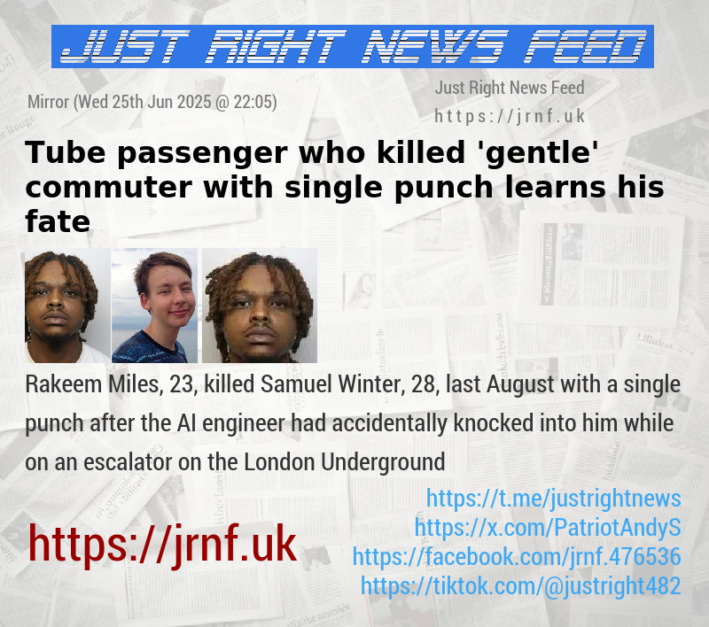 Tube passenger who killed ’gentle’ commuter with single punch learns his fate