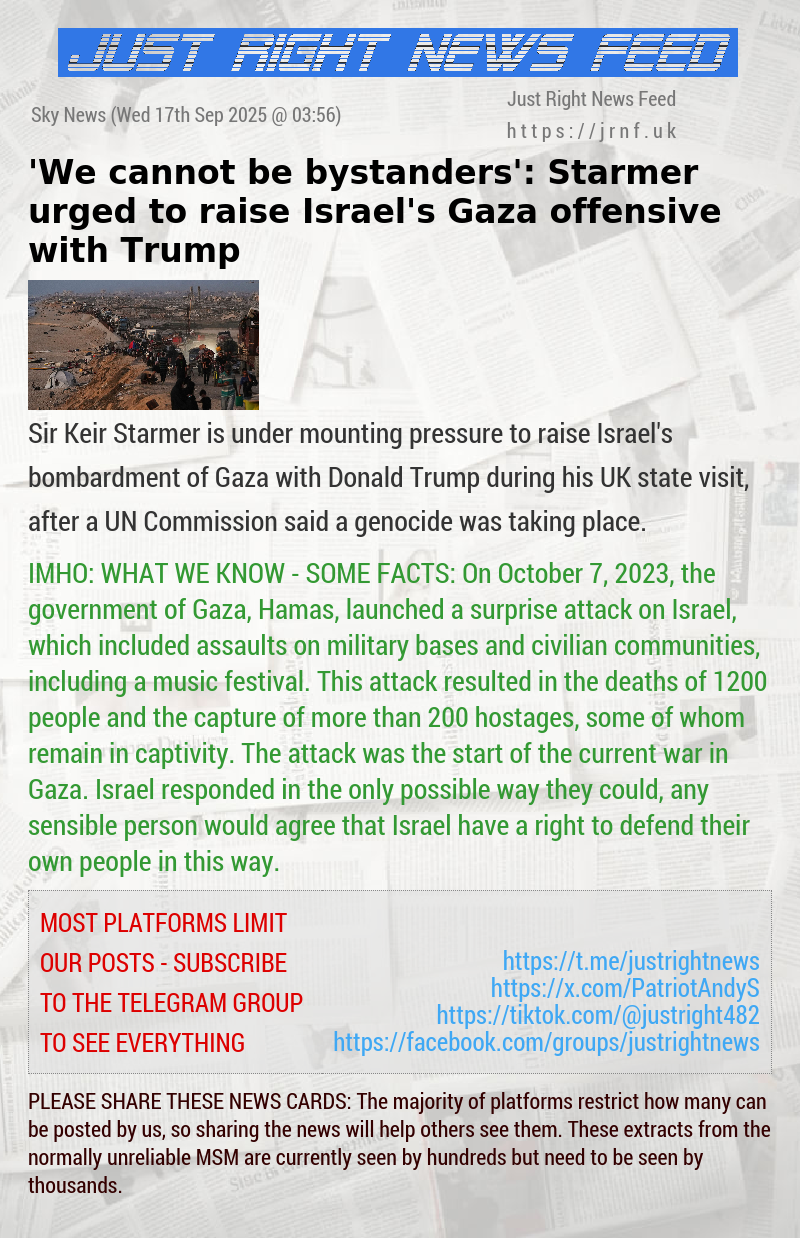 ’We cannot be bystanders’: Starmer urged to raise Israel’s Gaza offensive with Trump