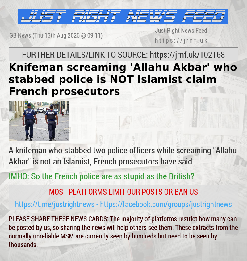 Knifeman screaming ’Allahu Akbar’ who stabbed police is NOT Islamist claim French prosecutors
