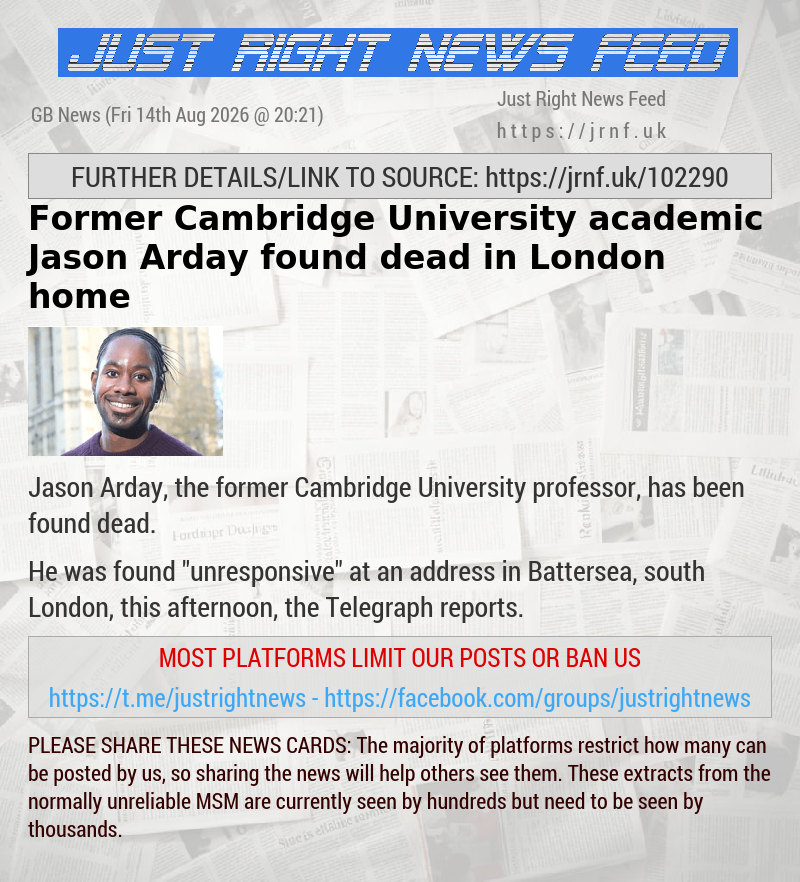 Former Cambridge University academic Jason Arday found dead in London home
