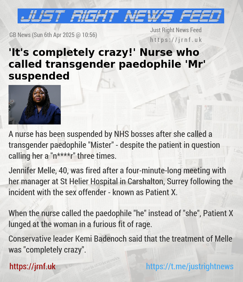 ’It’s completely crazy!’ Nurse who called transgender paedophile ’Mr’ suspended