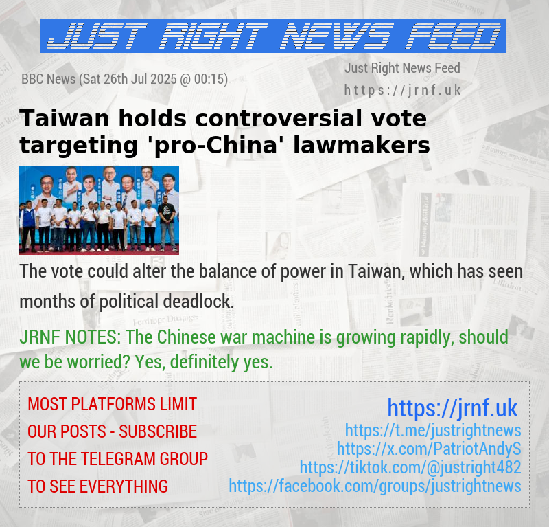Taiwan holds controversial vote targeting ’pro—China’ lawmakers