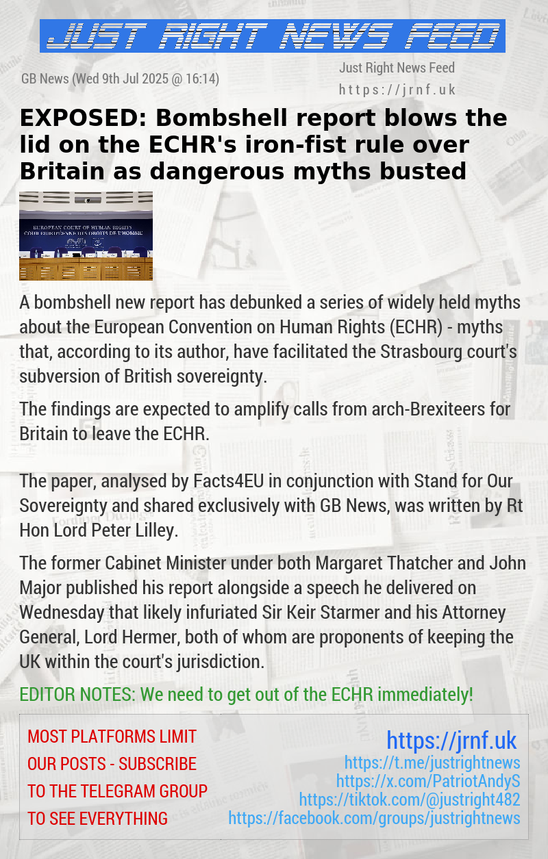 EXPOSED: Bombshell report blows the lid on the ECHR’s iron—fist rule over Britain as dangerous myths busted