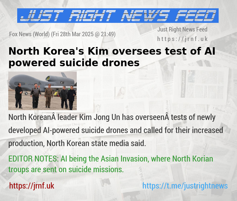 North Korea’s Kim oversees test of AI—powered suicide drones