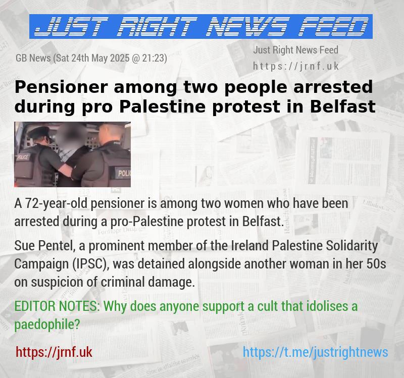 Pensioner among two people arrested during pro—Palestine protest in Belfast