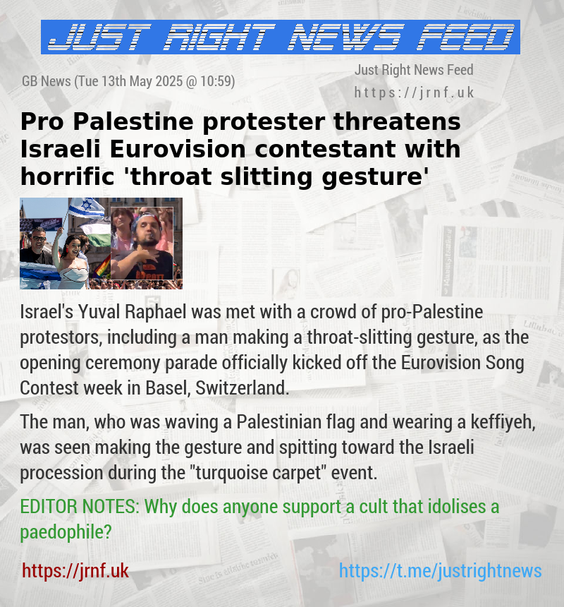 Pro—Palestine protester threatens Israeli Eurovision contestant with horrific ’throat—slitting gesture’