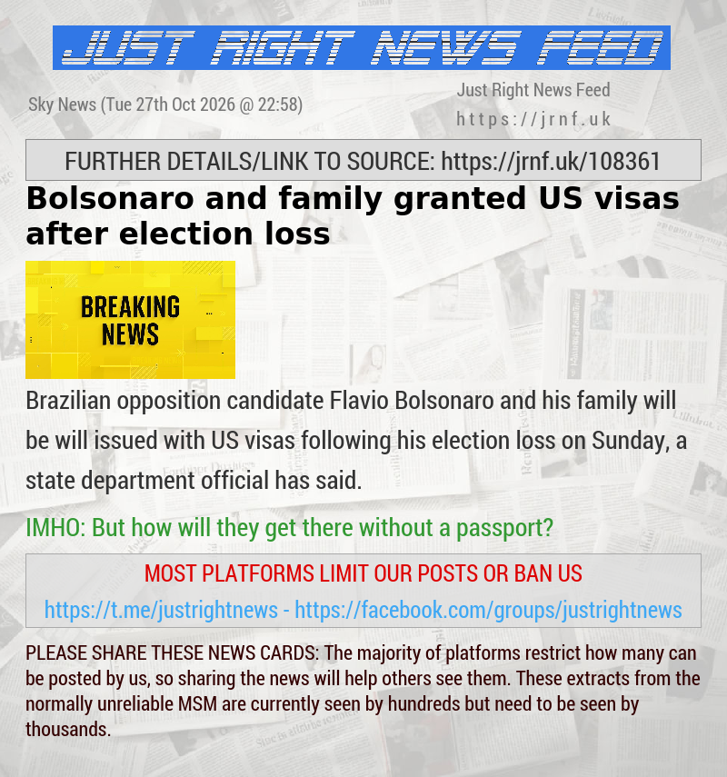 Bolsonaro and family granted US visas after election loss