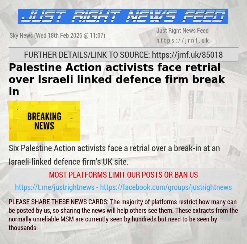 Palestine Action activists face retrial over Israeli—linked defence firm break—in