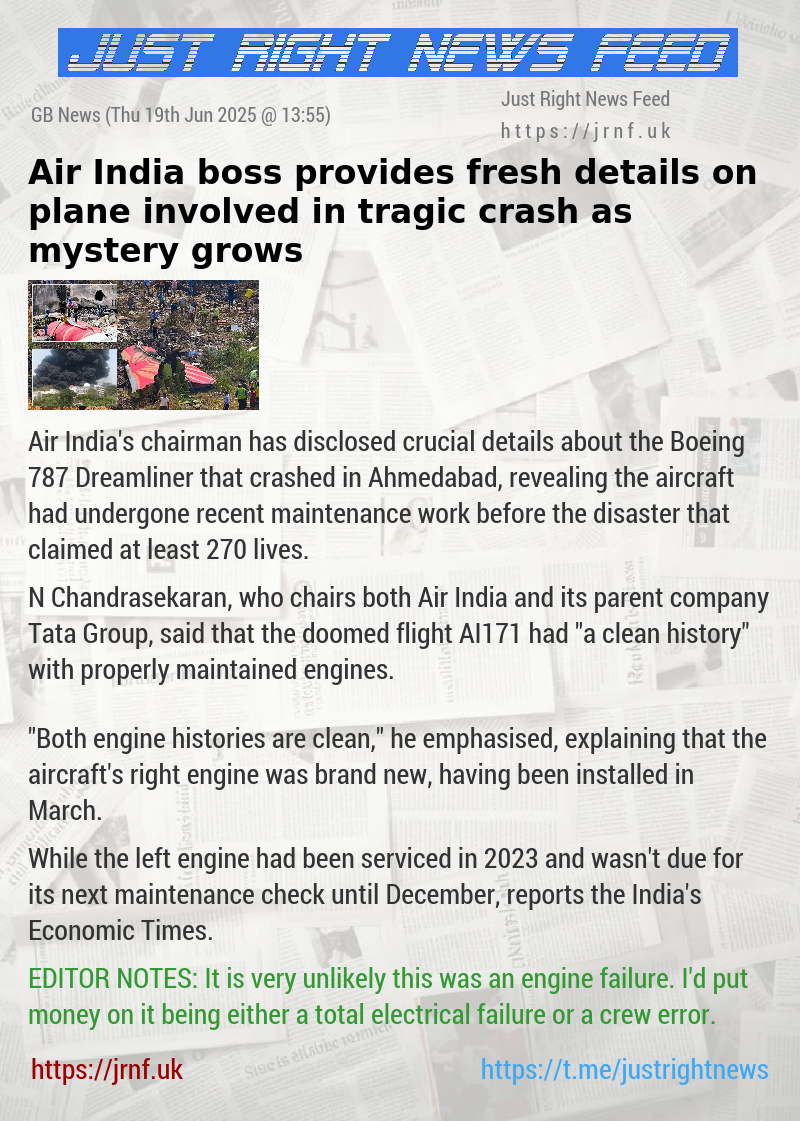 Air India boss provides fresh details on plane involved in tragic crash as mystery grows